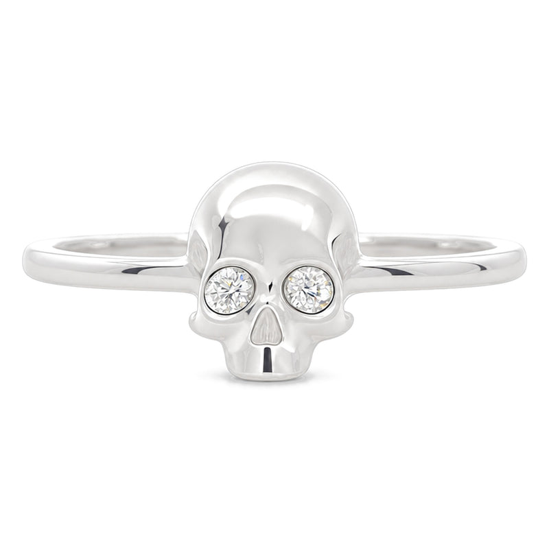 .925 Silver Diamond Skull Ring
