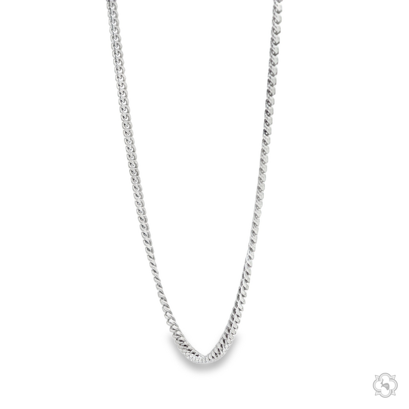 Sterling silver 2.0mm Miami Cuban chain necklace in a polished finish, 24 inches long