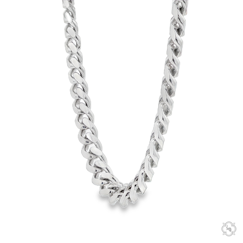 8.4mm thick polished .925 silver Miami Cuban link chain for men