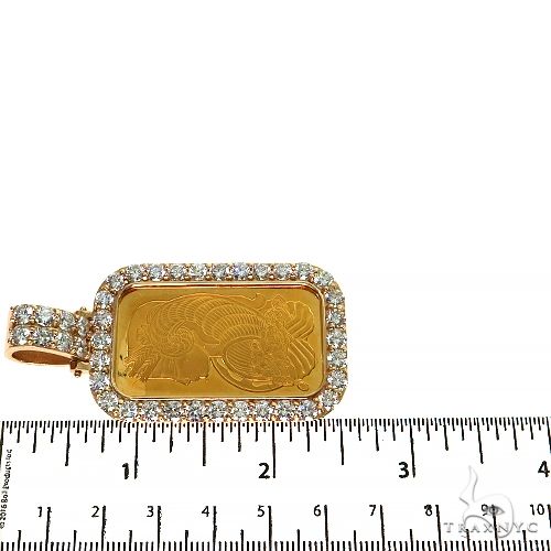 1 Ounce 24 Karat Suisse Pamp Bar & Diamond Frame Pendant (Lab), photo 6 of 6