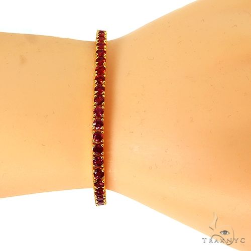 14K Gold 10 Pointer Fire Sapphire Tennis Bracelet, photo 5 of 5