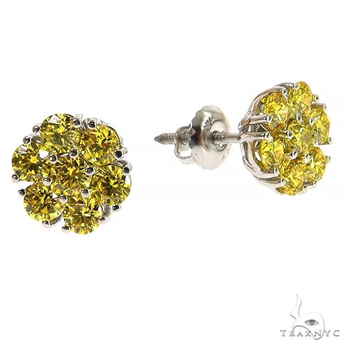 10 Pt Yellow Diamond Flower Earrings (Lab) 68214 - Image 2