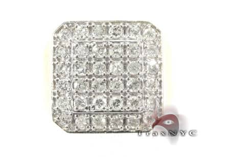 Square 10k white gold men's ring with multiple small diamonds in grid pattern