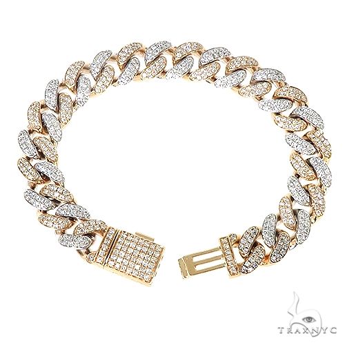 10K Gold 2-Tone Miami Cuban Diamond Bracelet 67253 - Image 2