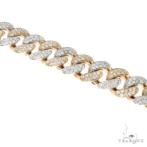 10K Gold 2-Tone Miami Cuban Diamond Bracelet 67253 - Image 3