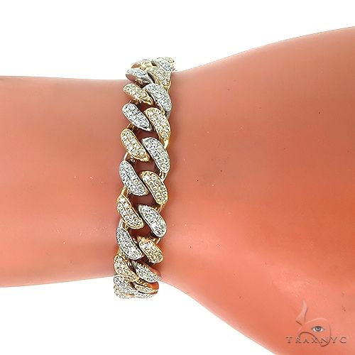 10K Gold 2-Tone Miami Cuban Diamond Bracelet 67253 - Image 6