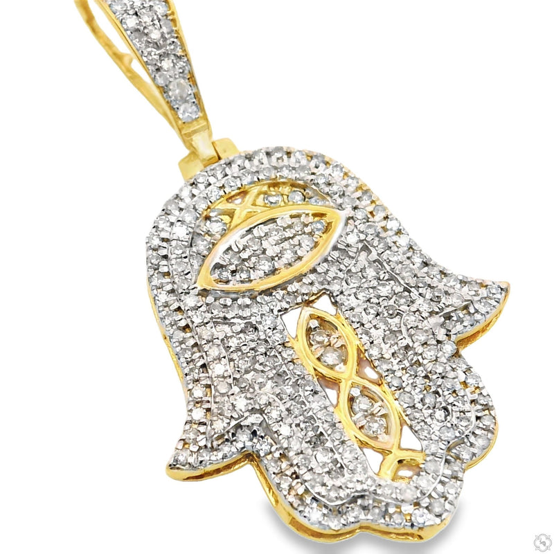 10K Gold Diamond Hamsa Pendant 63618, photo 4 of 9