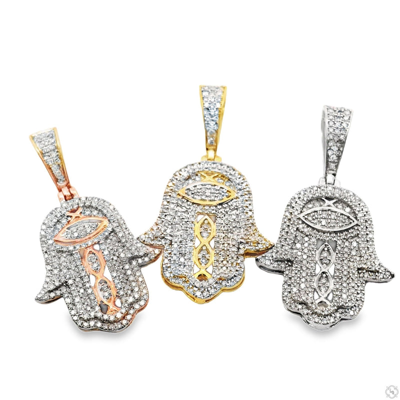 10K Gold Diamond Hamsa Pendant 63618, photo 5 of 9