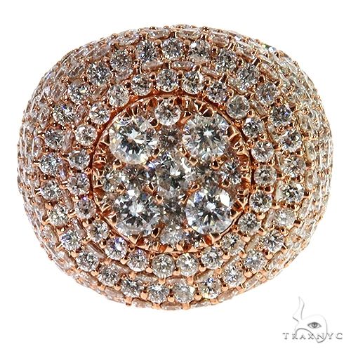 Rose gold men's ring with multiple sparkling diamonds in a clustered design