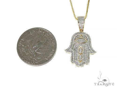 10K Gold Diamond Hamsa Pendant Set, photo 5 of 6
