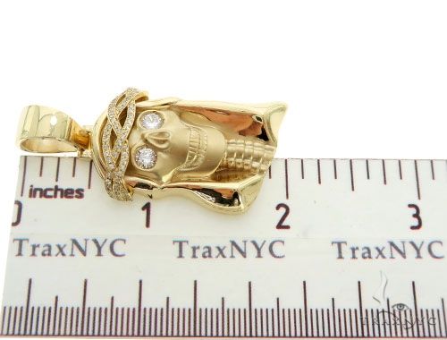 10K Gold Prong Bezel Diamond Skull Pendant, photo 6 of 7