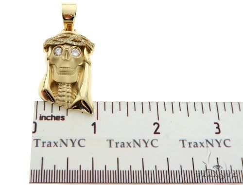 10K Gold Prong Bezel Diamond Skull Pendant, photo 7 of 7