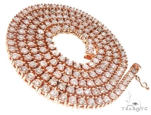 10K Rose Gold Prong Diamond Chain 26 Inches 6mm 64102 - Image 4
