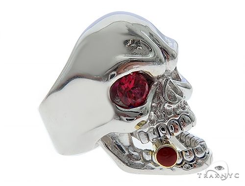 10K White Gold Skull Ring With Cigar, photo 3 of 8