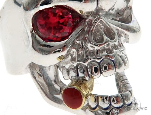 10K White Gold Skull Ring With Cigar, photo 4 of 8