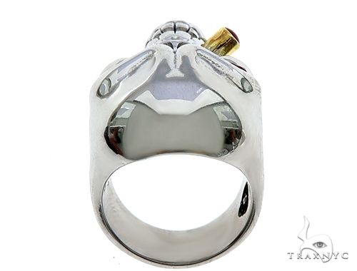 10K White Gold Skull Ring With Cigar, photo 7 of 8
