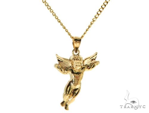 10K Gold Angel Charm Pendant Set 61805 | TraxNYC