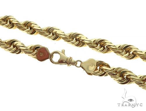 10K Gold Diamond Cut Solid Rope Link Chain 24 Inches 7mm 65686 - Image 2