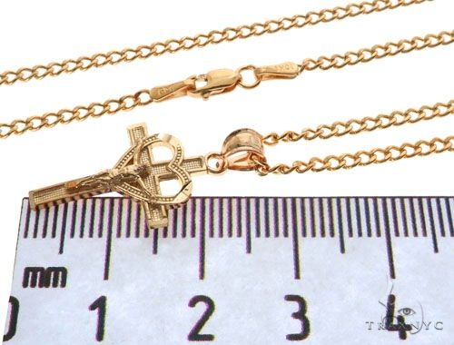 10K Yellow Gold Heart Crucifix Cross Charm 24 Inches Cuban Link Chain Set, photo 4 of 6