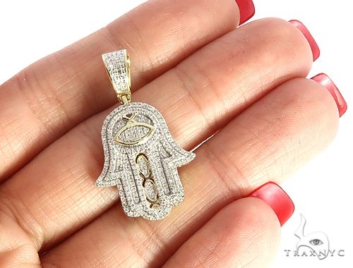 10K Gold Diamond Hamsa Pendant 63618, photo 7 of 9