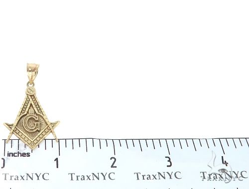 10K Yellow Gold Square and Compasses Masonic Instruments Charm Pendant, photo 6 of 6