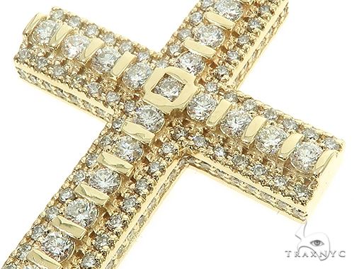 10K Yellow Gold Tension Diamond Cross 65877 - Image 4