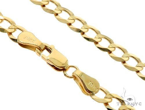 10k Yellow Gold Hollow Curb Link Chain 22 Inches 4mm, photo 5 of 6