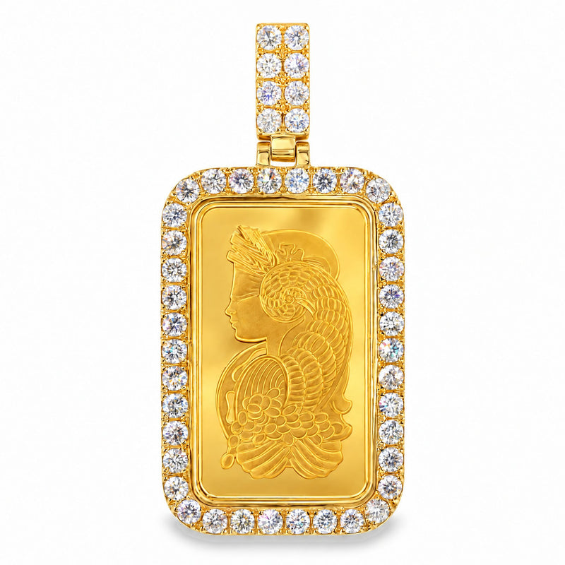 10 Gram 24K Gold Pamp Suisse Bar Diamond Pendant