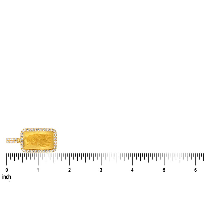 10 Gram 24K Gold Pamp Suisse Bar Diamond Pendant, view 10