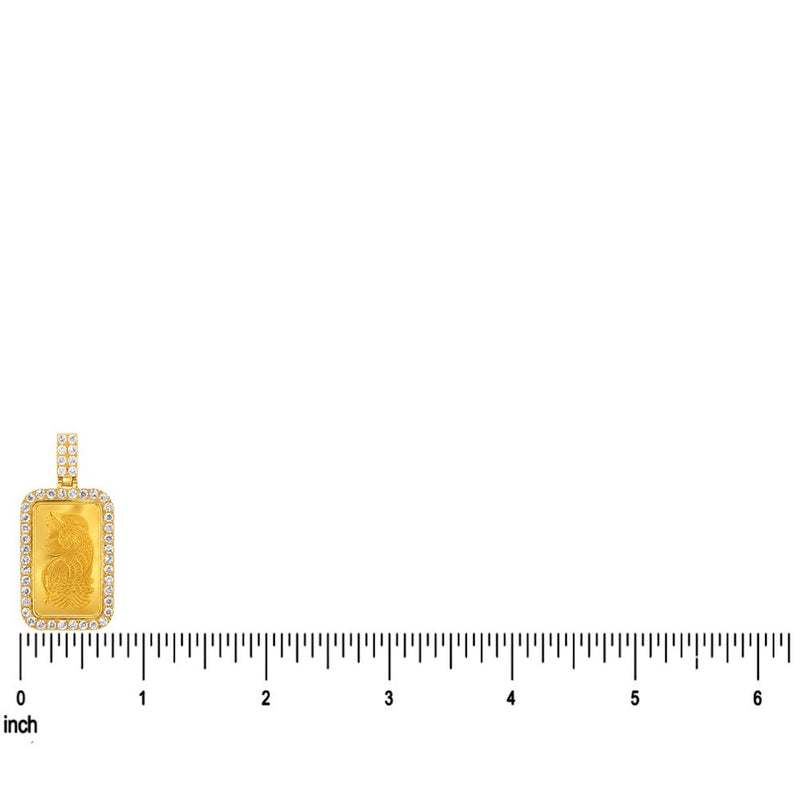10 Gram 24K Gold Pamp Suisse Bar Diamond Pendant, view 9