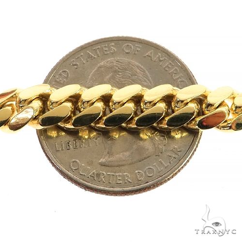 24-inch 7mm 10k solid yellow gold Miami Cuban chain necklace with polished links, photo 4 of 5