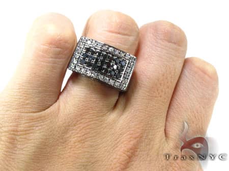 14K Gold Black Diamond 5 Row Prong Ring, photo 8 of 8