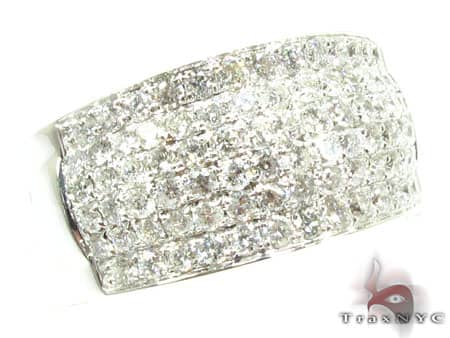 Wide white gold men's Parker ring with pave-set small round diamonds across the surface
