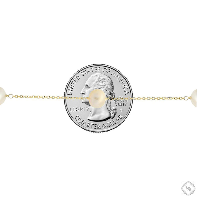 14K Gold 12 Pearl Chain Necklace, photo 4 of 5