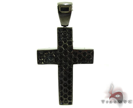 14K Gold Fully Black Diamond Cross Crucifix, photo 3 of 7