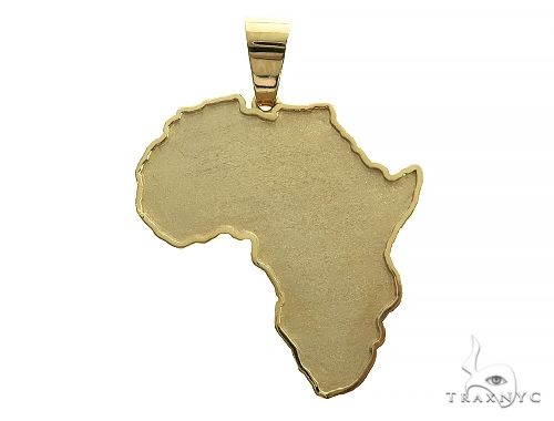 14K gold African continent pendant – solid yellow gold silhouette, front view