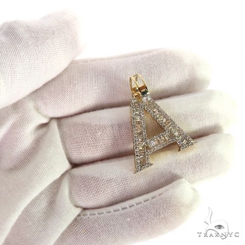 14K Gold Baguette Diamond Initial Letter, photo 7 of 7