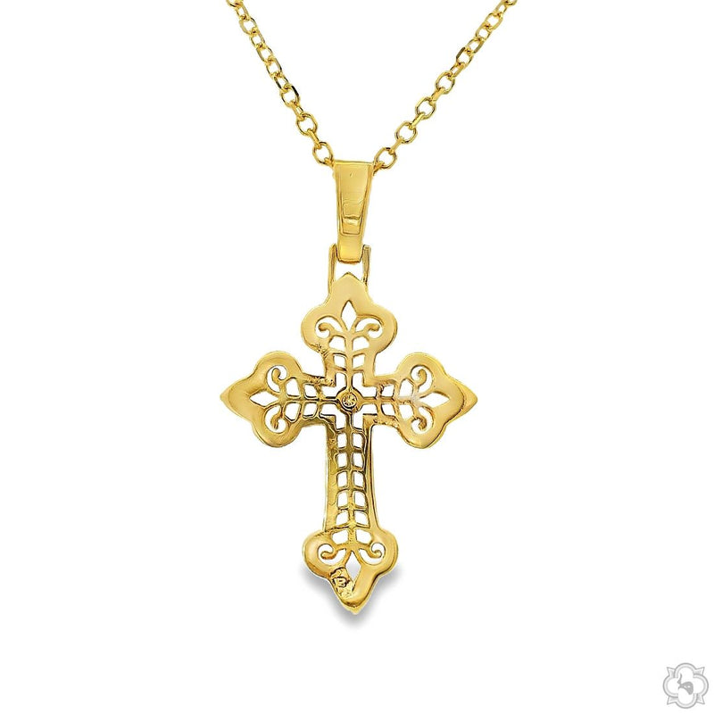 14K Gold Bezel Cross Crucifix Pendant Set, photo 5 of 7