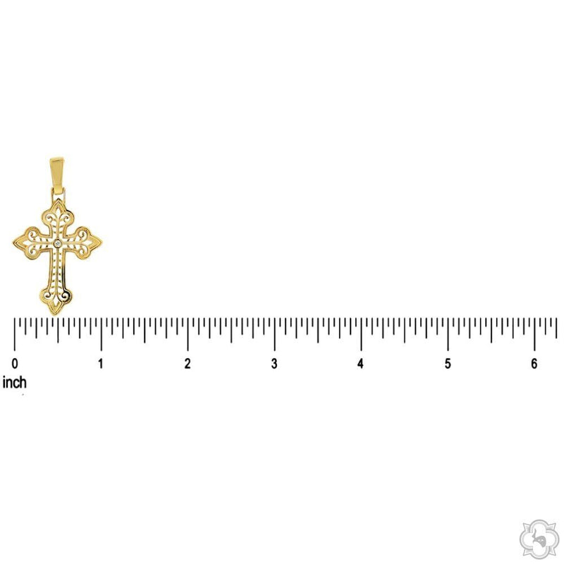 14K Gold Bezel Cross Crucifix Pendant Set, photo 6 of 7