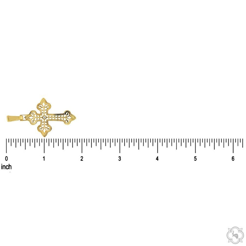 14K Gold Bezel Cross Crucifix Pendant Set, photo 7 of 7