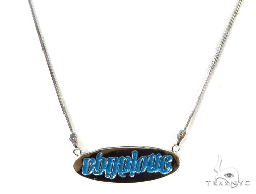 14K white gold Charlotte name necklace with script lettering