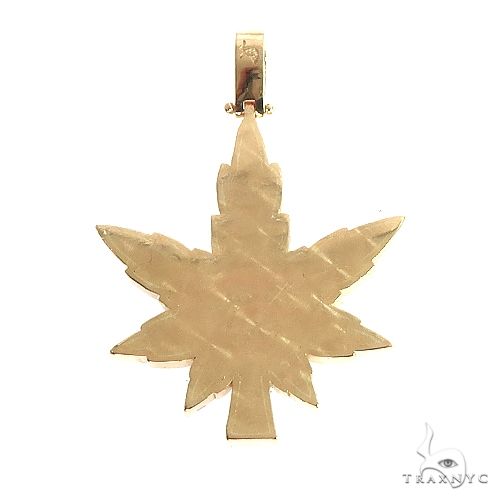 14K Gold Custom Made Weed Pendant, photo 3 of 6