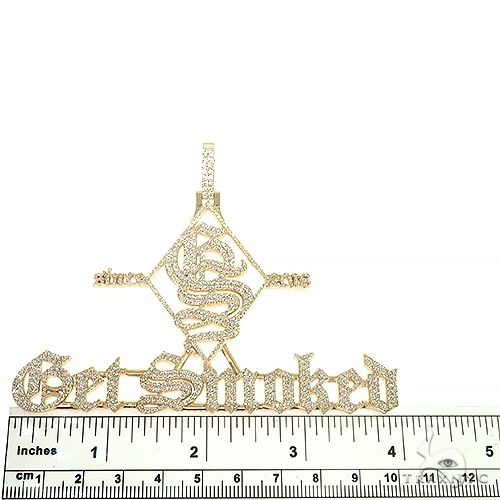14K Gold Custom Made 'Get Smoked' Diamond Pendant 66477 - Image 8