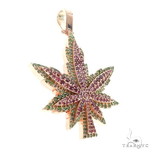 14K Gold Custom Made Weed Pendant 66769 - Image 2
