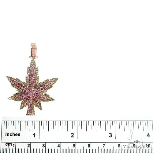 14K Gold Custom Made Weed Pendant 66769 - Image 4