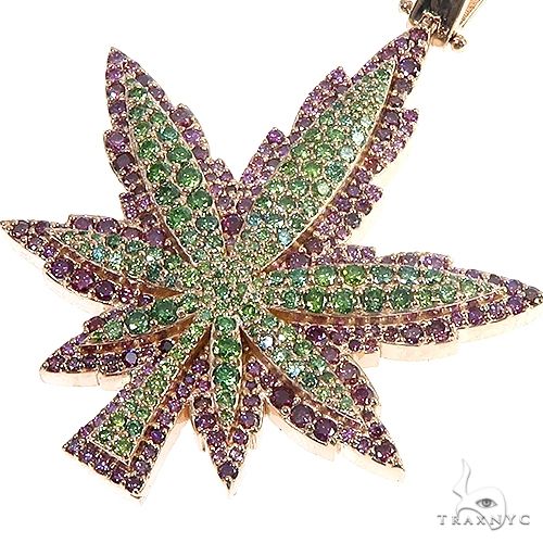 14K Gold Custom Made Weed Pendant 66824 - Image 3