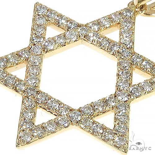 14K Gold David Star Diamond Pendant 66401 - Image 4