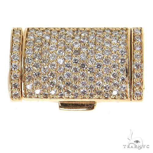 14k gold diamond chain lock pendant, front view showing lock silhouette and diamond setting