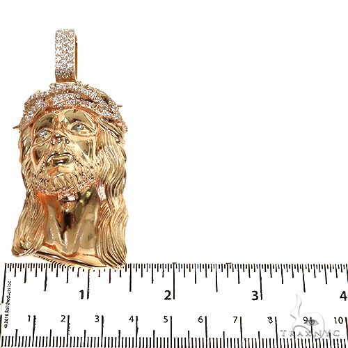 14K Gold Diamond Crown Jesus Pendant, photo 5 of 6