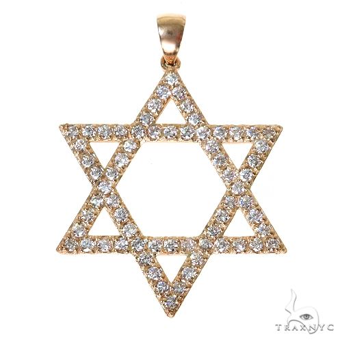 14K yellow gold David Star pendant with sparkling diamonds, men's elegant jewelry piece